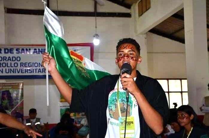 Joven del norte amazónico boliviano representando a su territorio en el encuentro de jóvenes; IPDRS_Amazonía, 2024