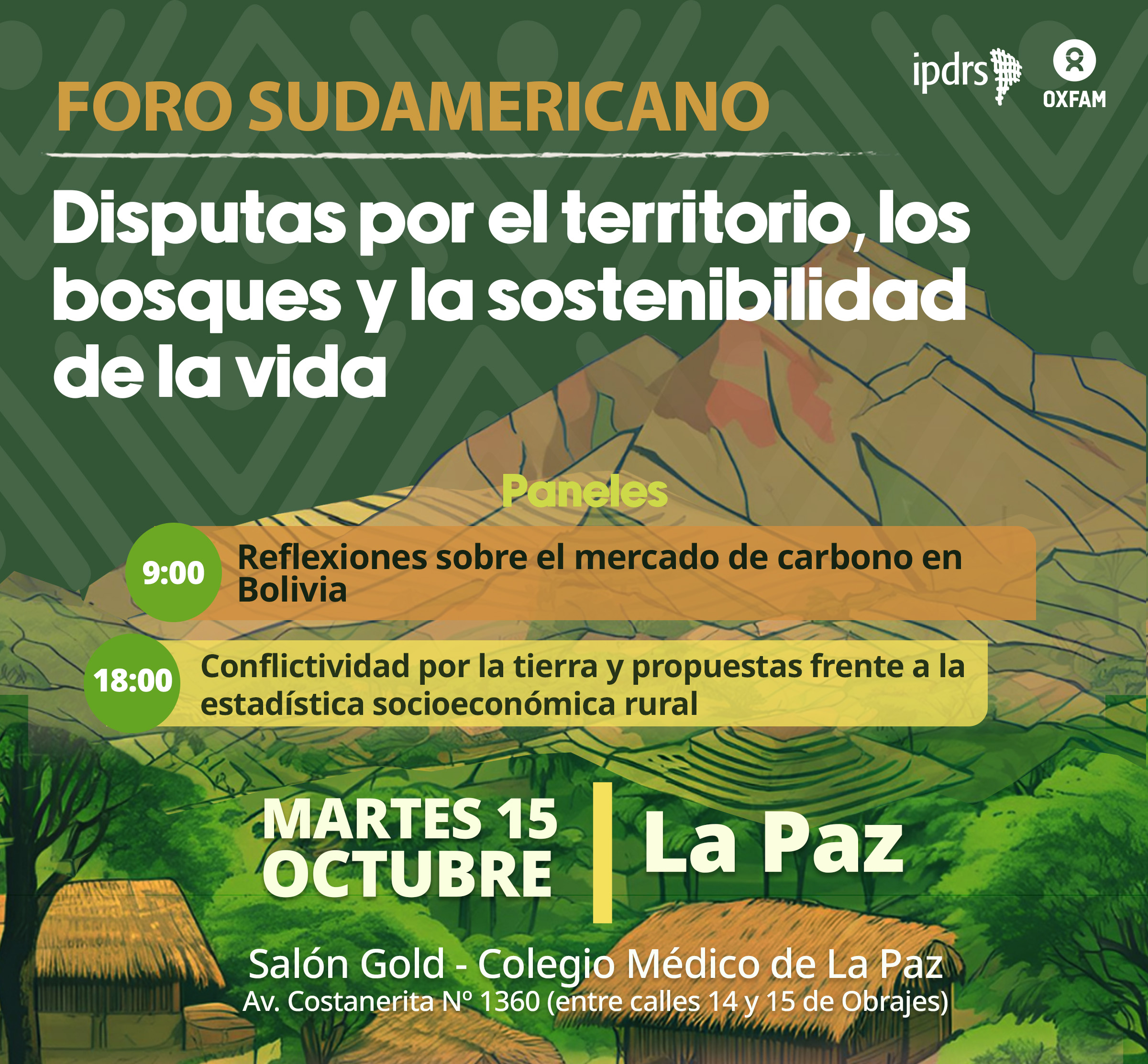 La Paz: Los bonos de carbono y la conflictividad por la tierra, serán temas del foro“Disputas por el Territorio, los Bosques y la Sustentabilidad de la Vida”