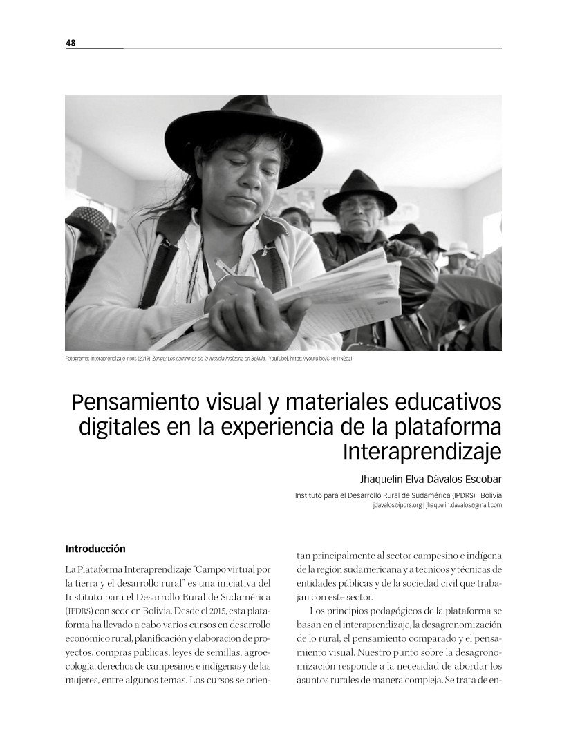 Pensamiento visual y materiales educativos digitales en la experiencia de la plataforma Interaprendizaje