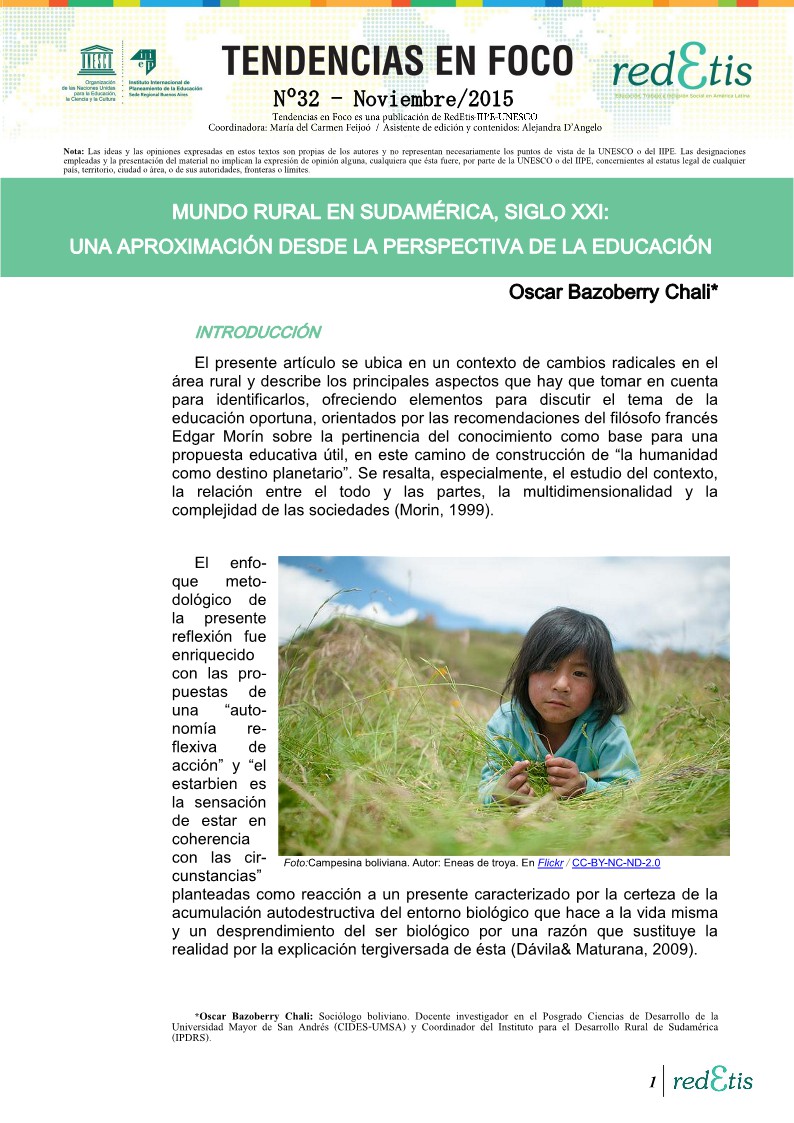 Mundo Rural en Sudamérica, Siglo XXI: Una aproximación desde la perspectiva de la educación