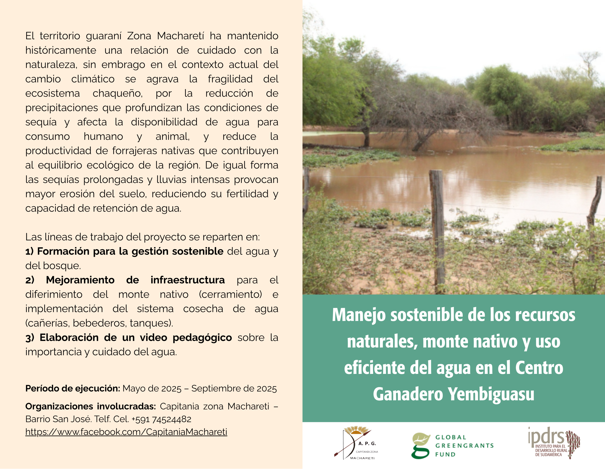 Díptico. Manejo sostenible de los recursos naturales, monte nativo y uso eficiente del agua en el Centro Ganadero Yembiguasu