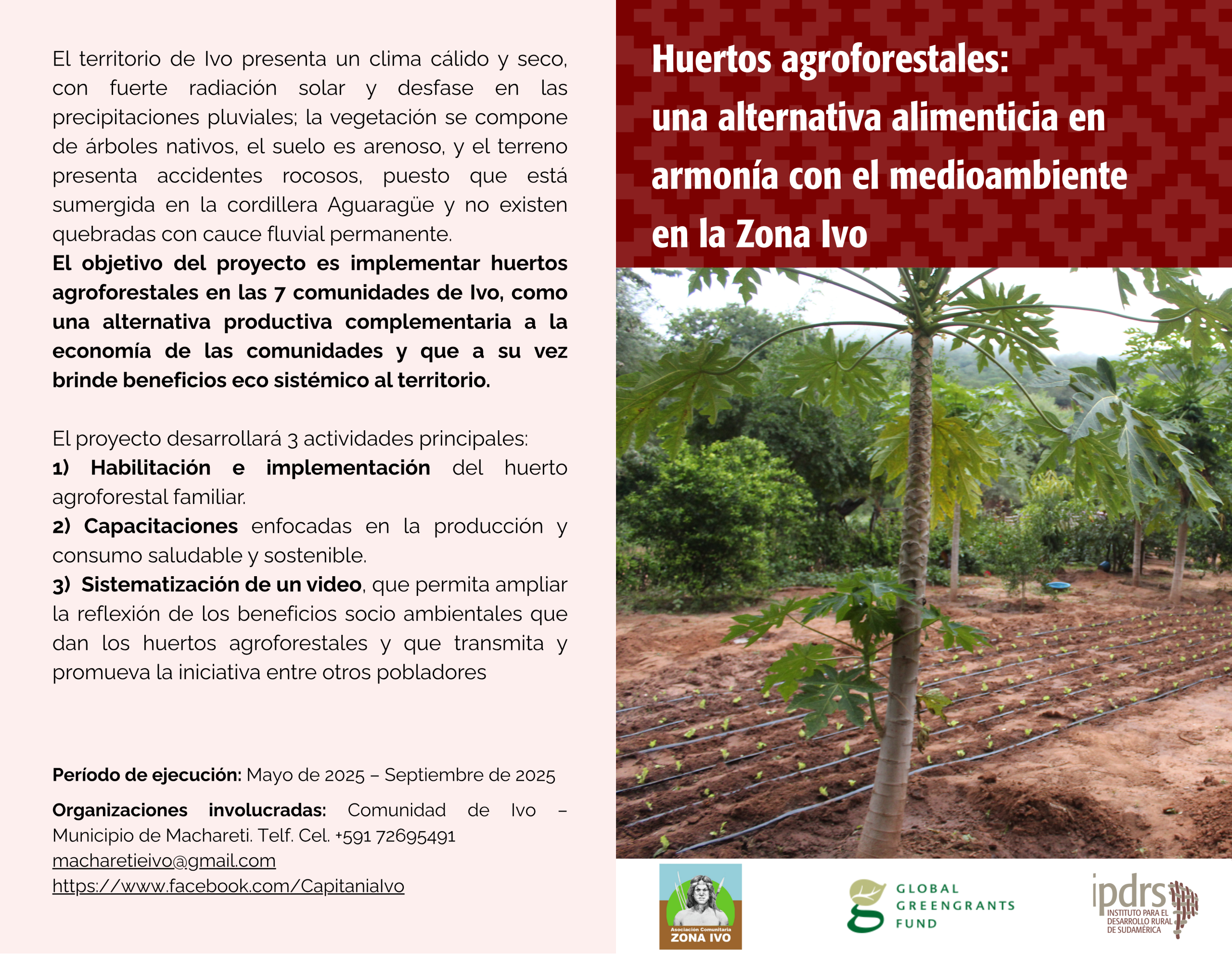 Díptico. Huertos agroforestales: una alternativa alimenticia en armonía con el medioambiente en la Zona Ivo