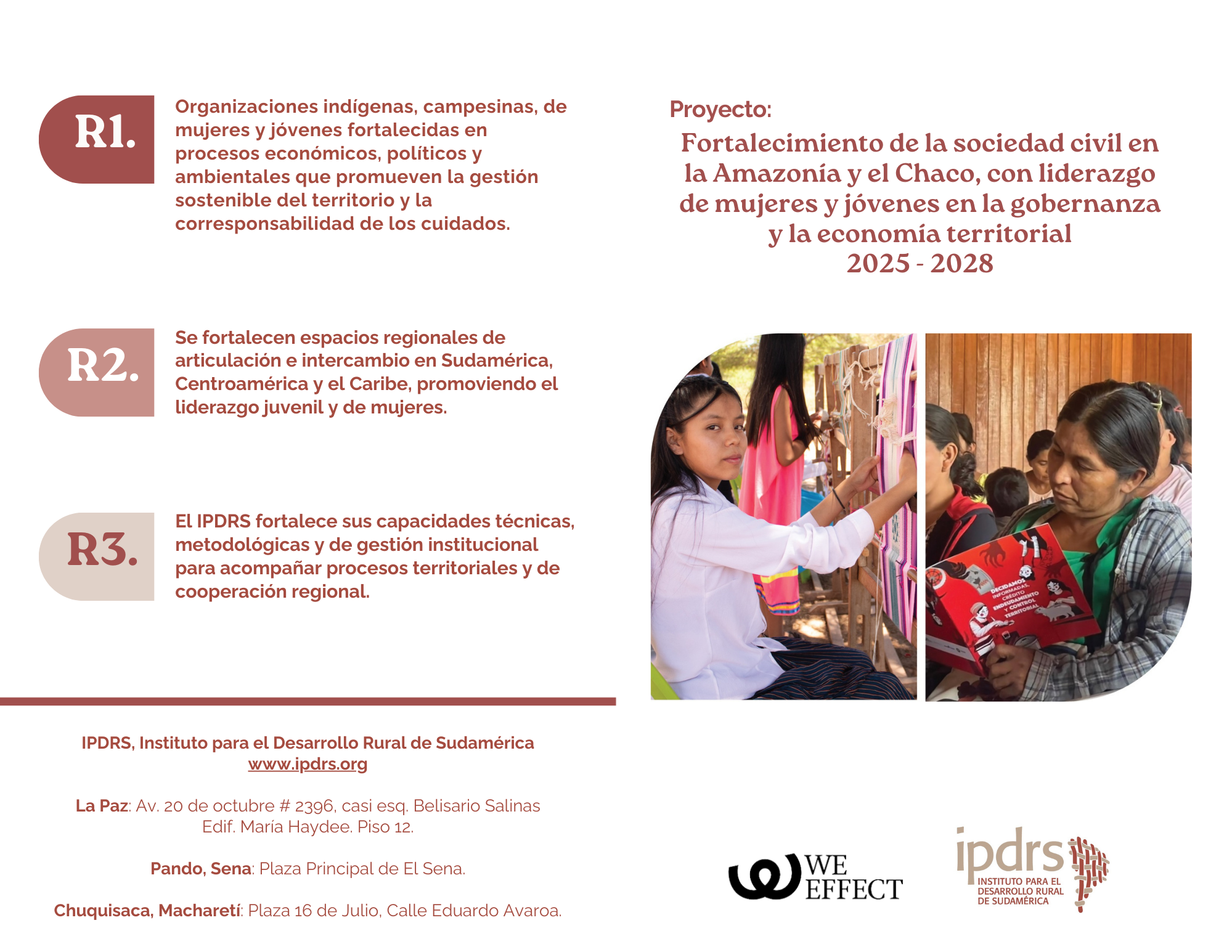 Fortalecimiento de la sociedad civil en la Amazonía y el Chaco, con liderazgo de mujeres y jóvenes en la gobernanza y la economía territorial, 2025-2028
