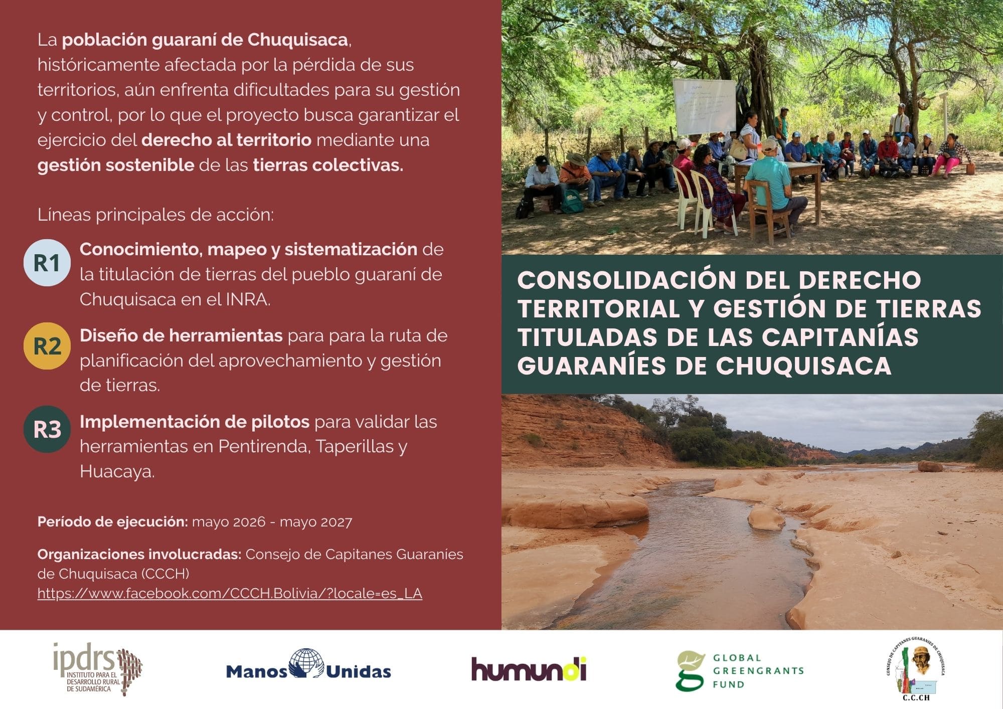 Díptico. Consolidación del derecho territorial y gestión de tierras tituladas de las Capitanías Guaraníes de Chuquisaca